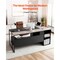 Brown L-Shaped Wooden Executive Desk with Drawers and Storage Cabinet